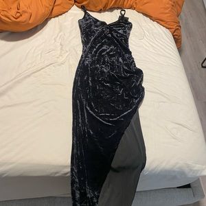 Pretty little thing velvet slit dress